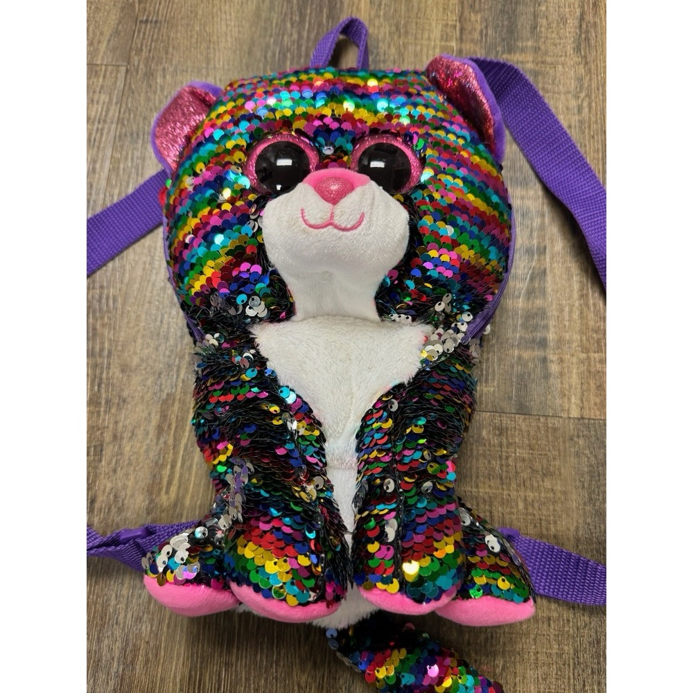 Ty Beanie Boos Dotty Leopard Reversible Sequin Backpack 11"